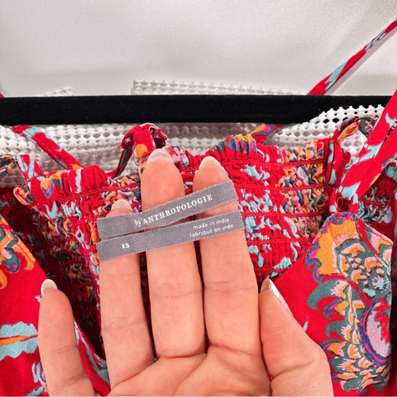 Anthropologie Women’s Red Paisley Wide Leg Jumpsuit XS - Picture 7 of 15